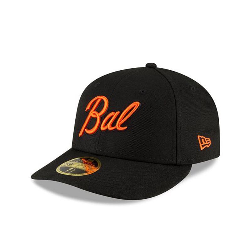 MLB Baltimore Orioles Ligature Low Profile 59Fifty Fitted (UFF5980) - Black New Era Caps